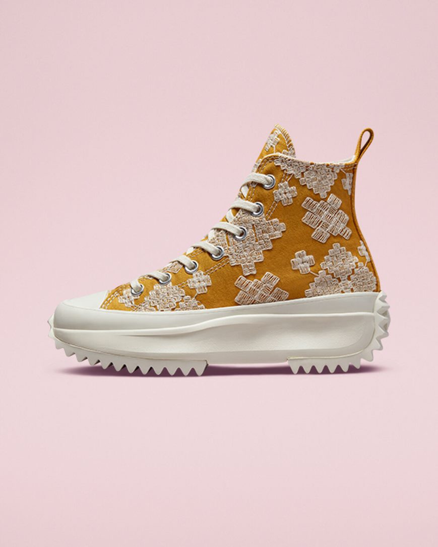 Topanky Na Platforme Converse Run Star Hike Tonal Embroidery Vysoke Panske Zlate | SK AEKHB5